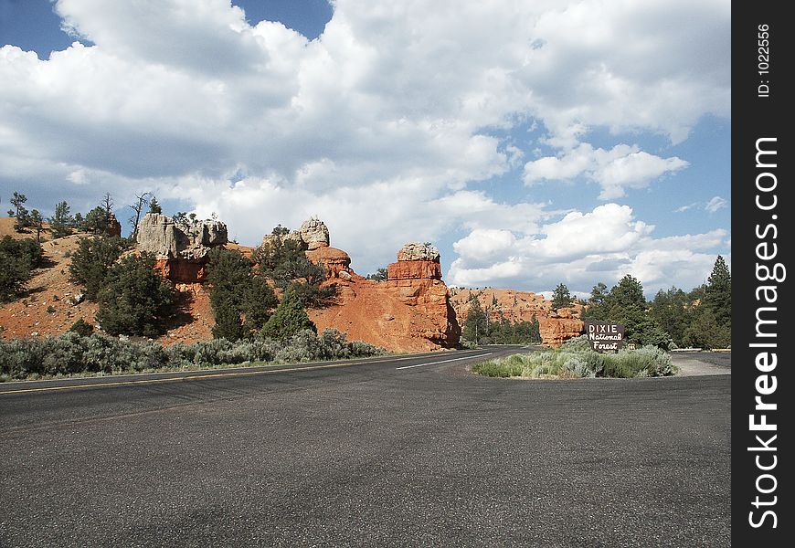 Entrance to Dixie National Forest near Bryce Canyon National Park, Utah.