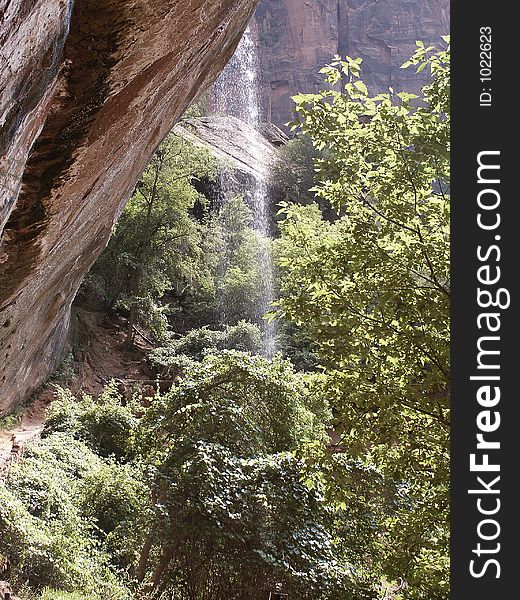 Waterfall coming from the Emerald Pools in Zion National Park version 2. Waterfall coming from the Emerald Pools in Zion National Park version 2.