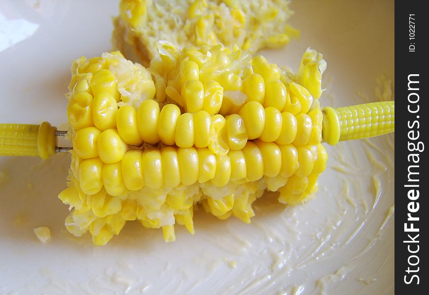 Half-eaten sweetcorn