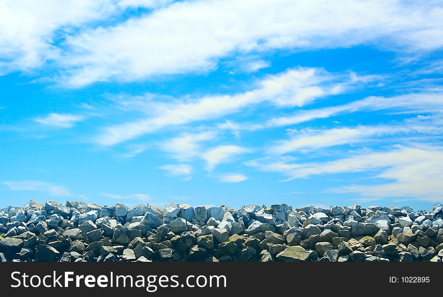 Rocky Wall At Low Tide.