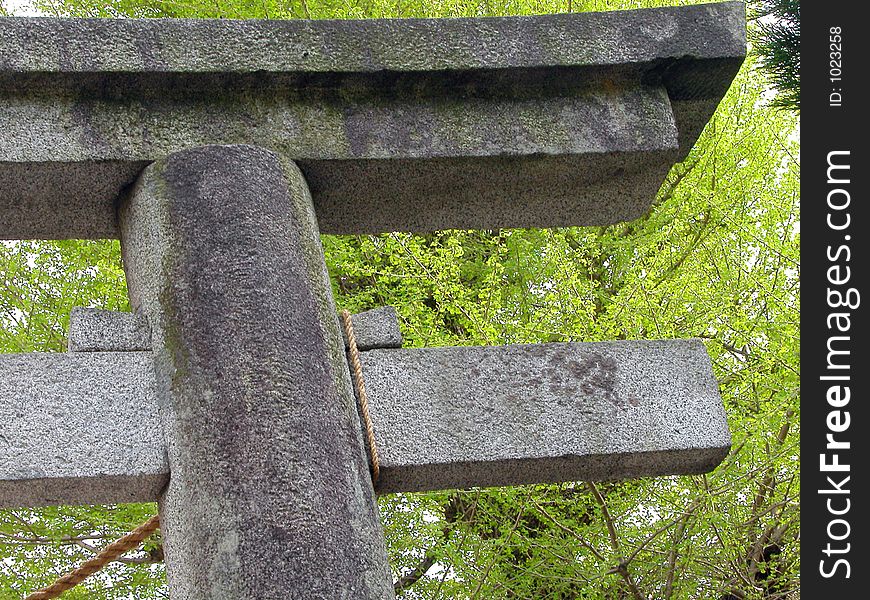 Japanese stone temple gate-detail