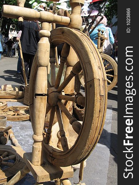Wood wheel in the street