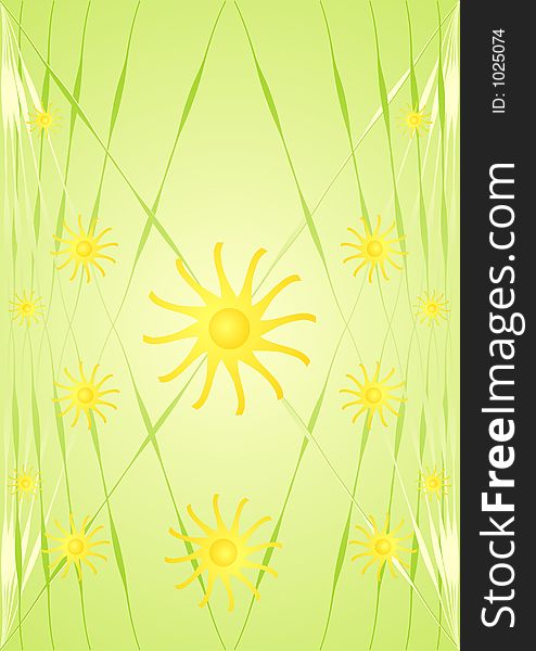 Fresh green wallpaper with yellow flowers illustration. Fresh green wallpaper with yellow flowers illustration