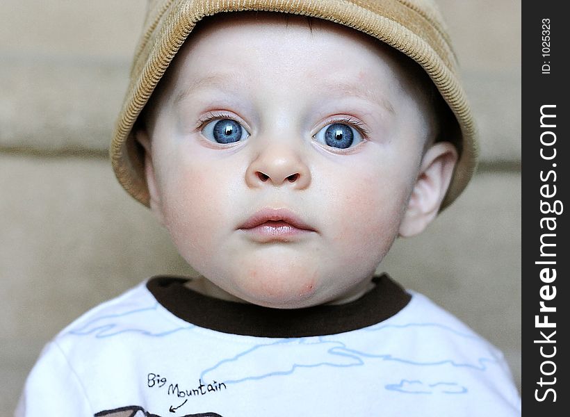 Baby with fishing hat. Baby with fishing hat