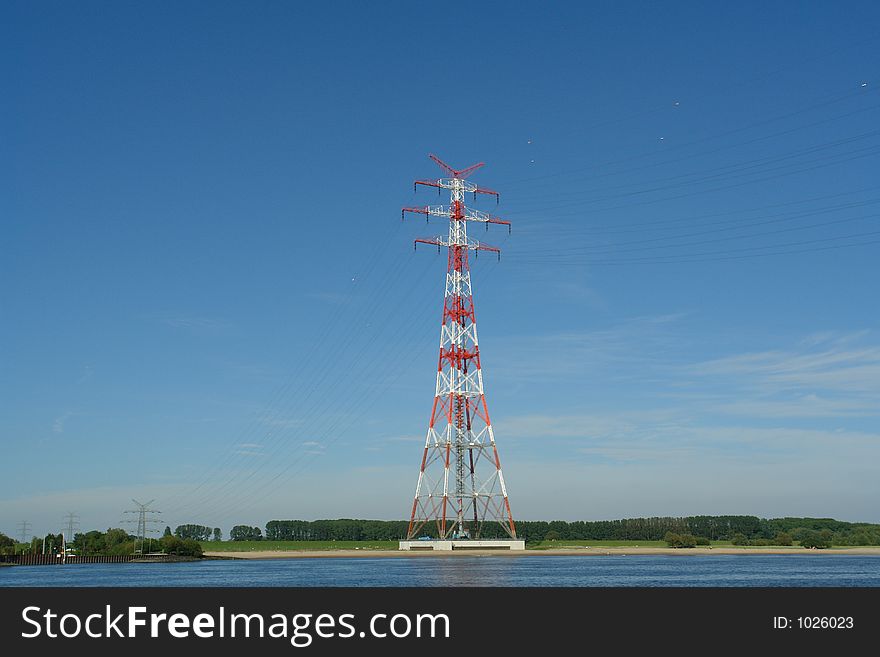 Power transfer mast at Elbe River, Germany