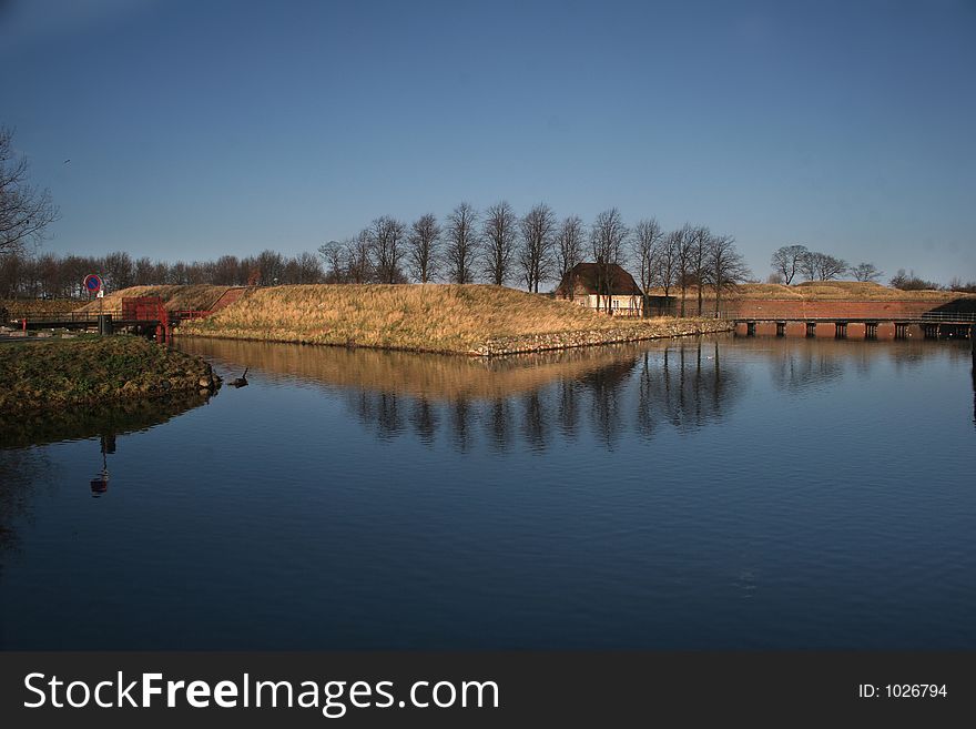 Castel of Kronborg in helsingoer in denmark, water around the castel. Castel of Kronborg in helsingoer in denmark, water around the castel