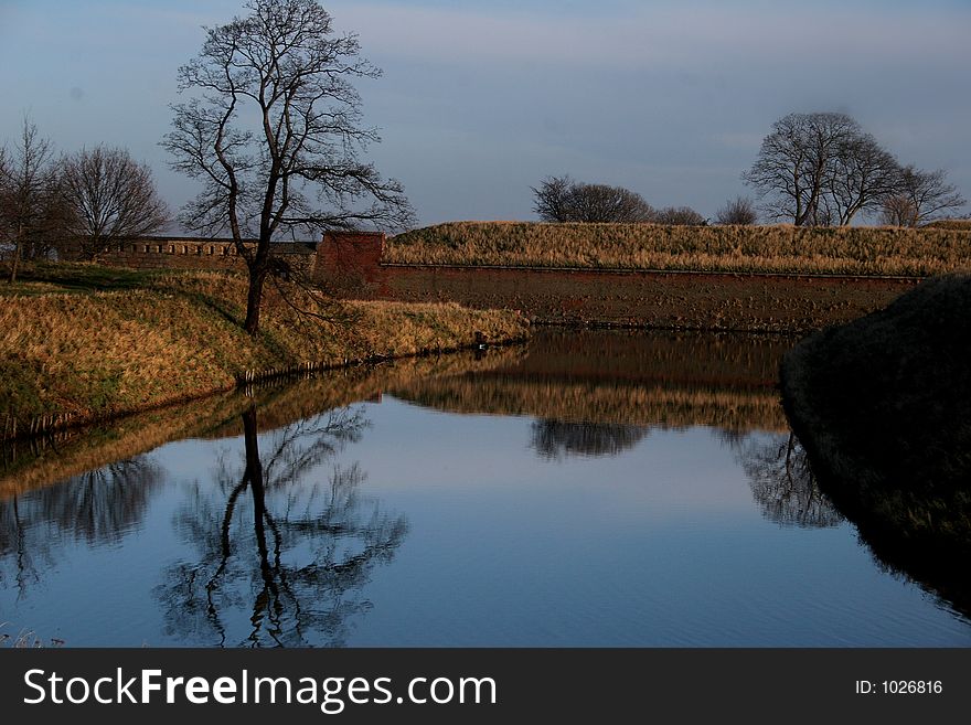 Castel of Kronborg in helsingoer in denmark, water around the castel. Castel of Kronborg in helsingoer in denmark, water around the castel