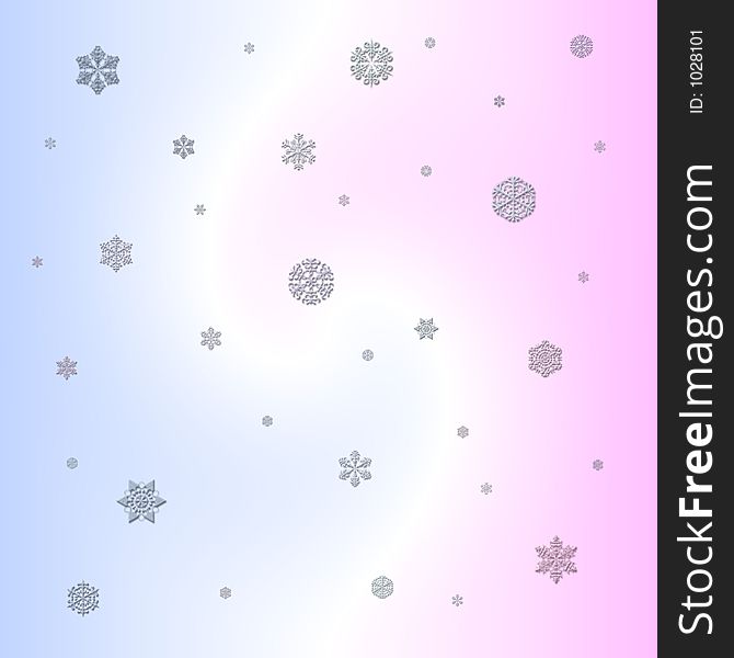 Pink and blue background faded with white with snowflakes. Pink and blue background faded with white with snowflakes.