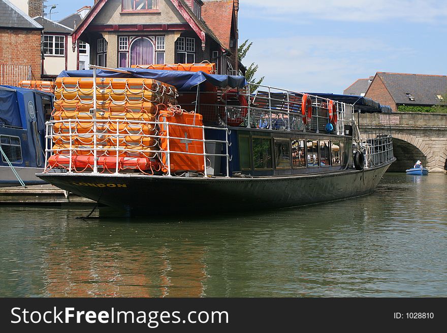 Passenger pleasure boat on the river Thames, UK. Passenger pleasure boat on the river Thames, UK