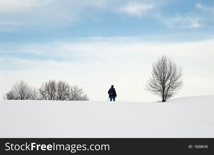 Snowshoe trekking  in the Jura mountains (France). Snowshoe trekking  in the Jura mountains (France)