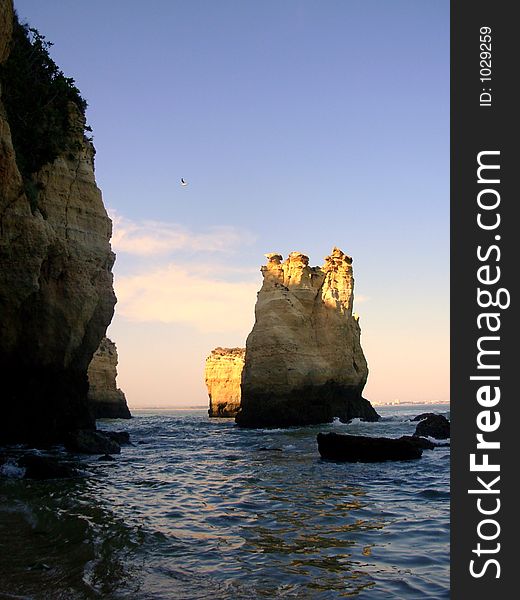 D.Ana Beach and sea in the city of Lakes (Lagos), Algarve, Portugal. D.Ana Beach and sea in the city of Lakes (Lagos), Algarve, Portugal.