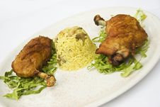 Chicken Legs With Rice Garnish Stock Photography Chicken Legs With Rice Garnish Stock Photography