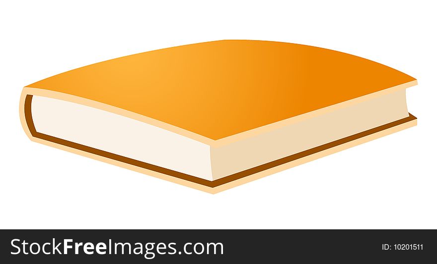 Big book with orange  cover isolated on a white background