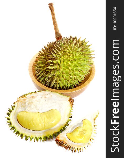 Tropical Asian Fruits on white background - Durian. Tropical Asian Fruits on white background - Durian