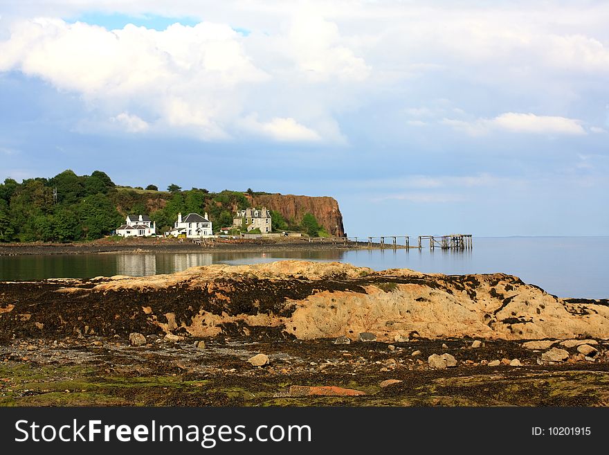 Silver Sands, Aberdour, Fife,Scotland, seashore with rocks