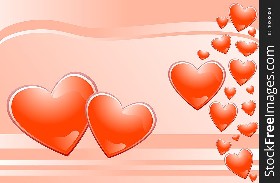Hearts and pink background