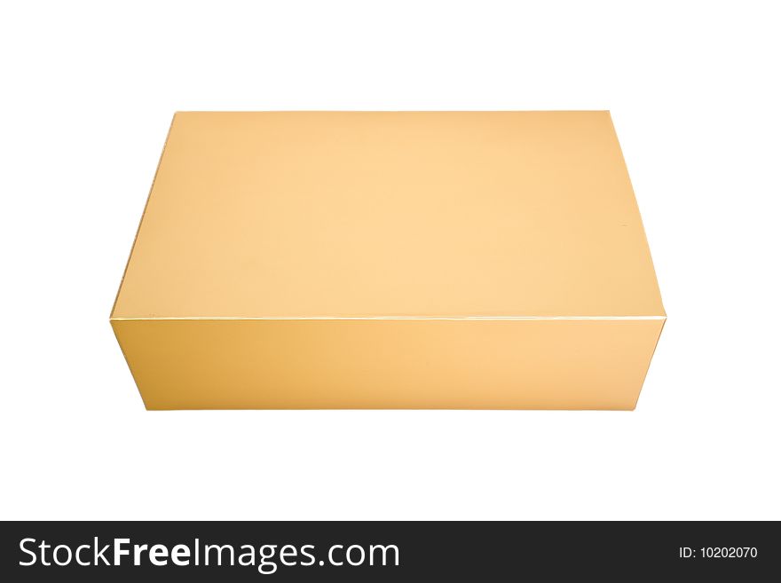 Golden box isolated over white background.