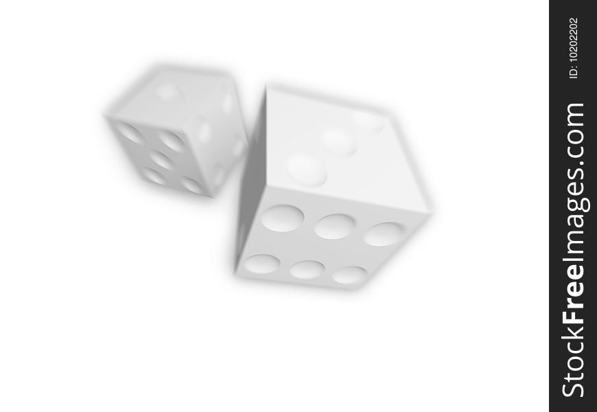 Two white dices isolated on white