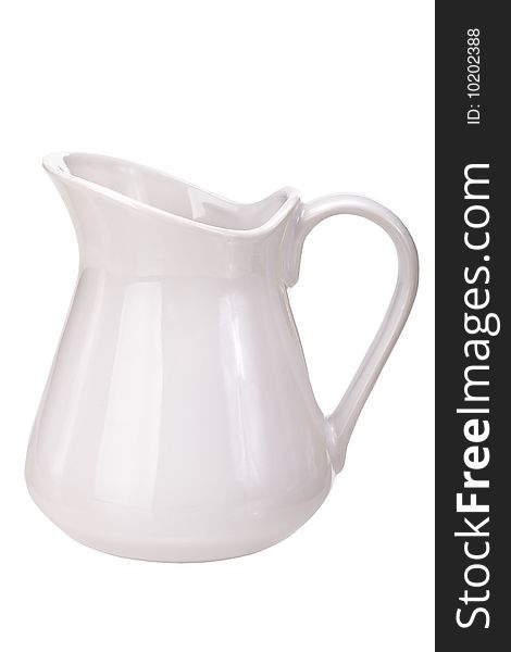 Jug, typical for serving milk. Isolated on whie background