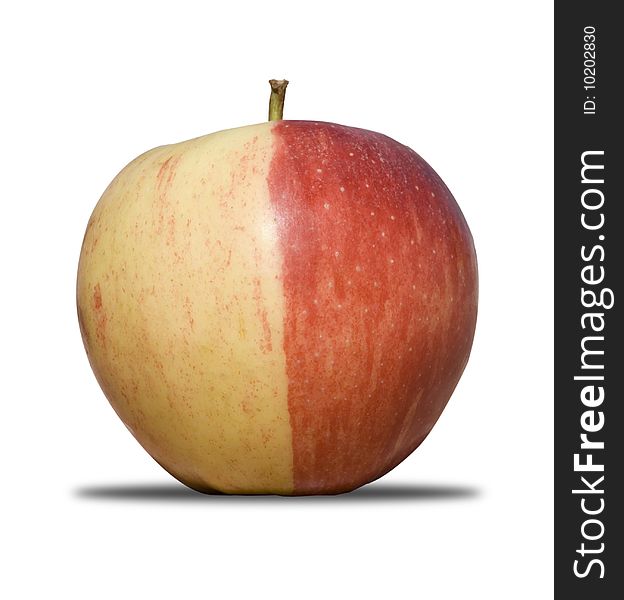 Apple in red and yellow. Isolated on white including clipping path. Apple in red and yellow. Isolated on white including clipping path.