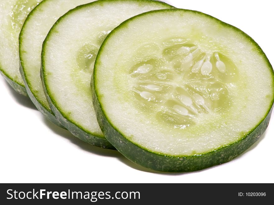 Cucumber slices studio macro isolated