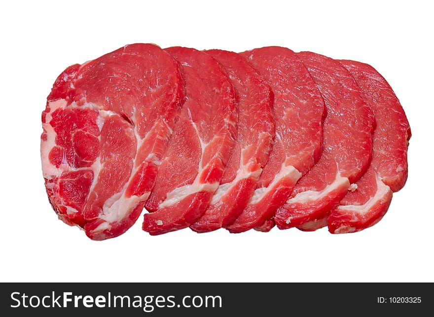 Raw meat on a white background. Raw meat on a white background