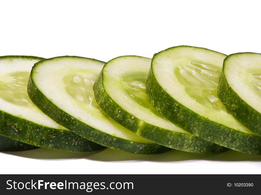 Cucumber slices studio macro isolated