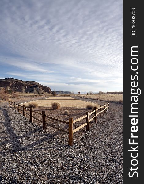 Path with fence  in the desert