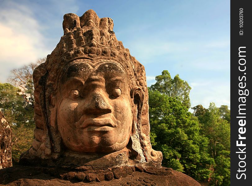 Angkor, 12 century, gigantic head. Angkor, 12 century, gigantic head
