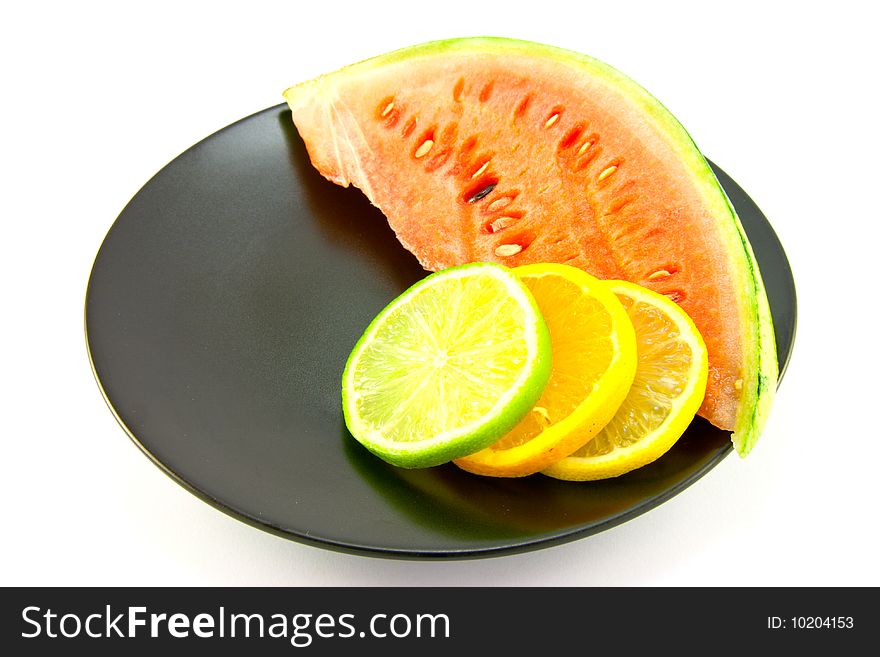 Watermelon with Slice of Lemon, Lime and Orange