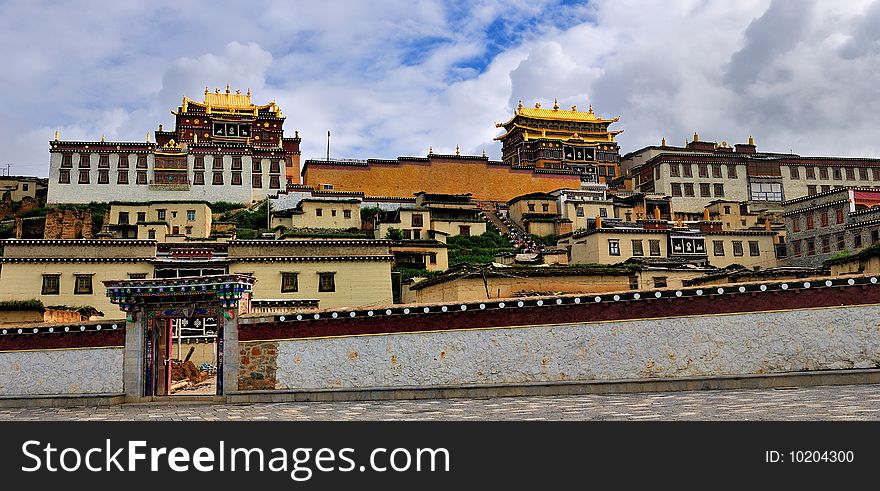 Tibetan Buddhist Temple, a temple library, located in the Shangri-La in Yunnan Province China. Tibetan Buddhist Temple, a temple library, located in the Shangri-La in Yunnan Province China.