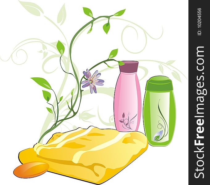 Sprig and set for bathing. Vector illustration