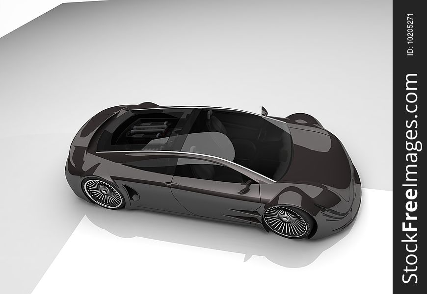 Top view 3d modeling sport car. Top view 3d modeling sport car