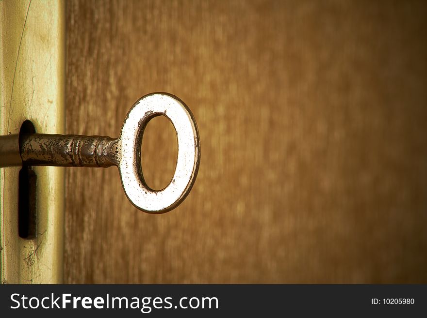 Image of a Key in a keyhole. Image of a Key in a keyhole