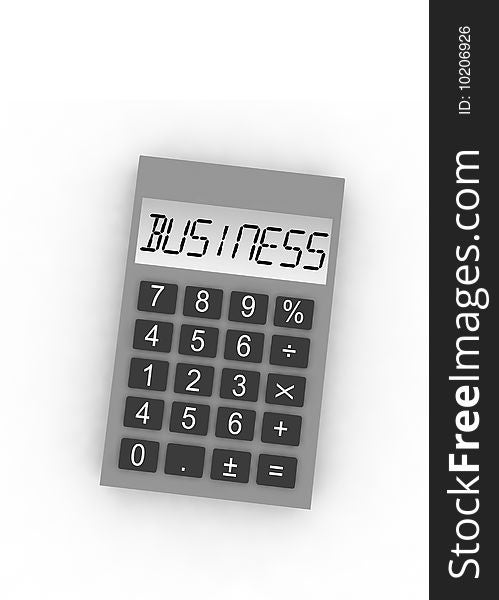 Calculator with word business - isolated 3d illustration