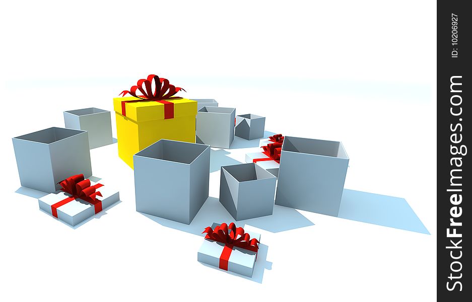 Gift boxes - 3d isolated illustration on white