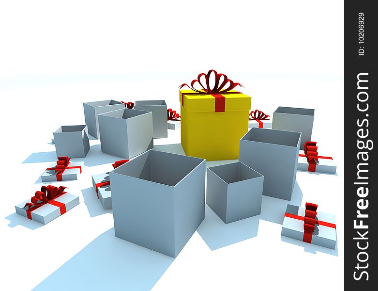 Gift boxes - 3d isolated illustration on white