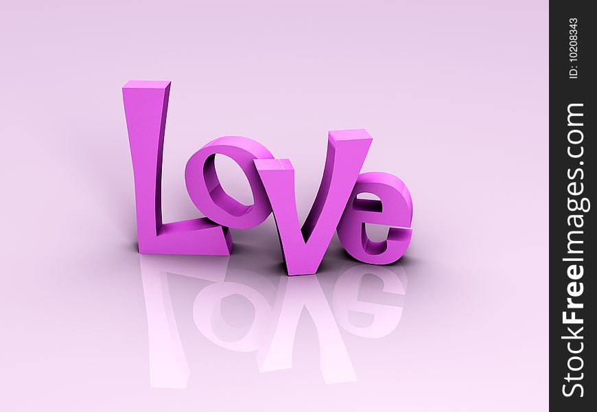 3D Rendering of the word Love and 2 hearts. 3D Rendering of the word Love and 2 hearts