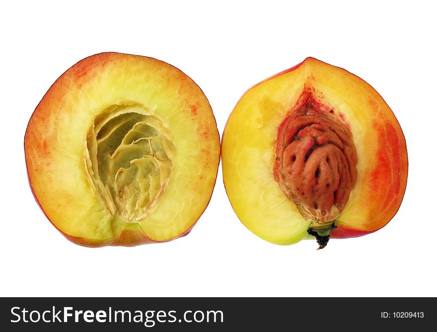 Nectarine half with clipping path