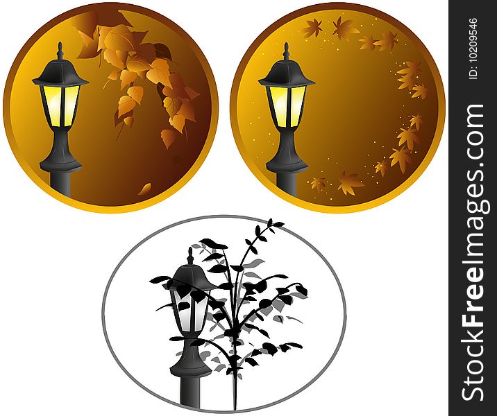 Small black lamppost in a leaves three icons