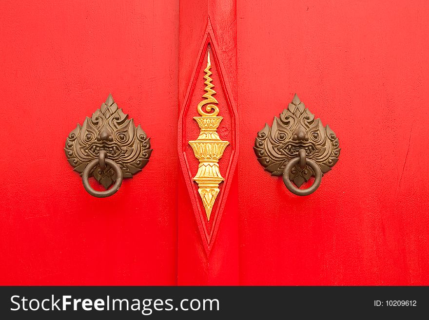 Traditional Thai style church door grips
