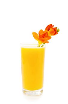 Glass Of Orange Juice On White Stock Images