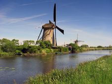 Dutch Windmill At Kinderdijk Stock Photos Dutch Windmill At Kinderdijk Stock Photos