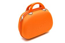 Orange Large Suitcase Stock Photos