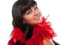 Pretty Girl With Red Feather Boa Royalty Free Stock Photos Pretty Girl With Red Feather Boa Royalty Free Stock Photos