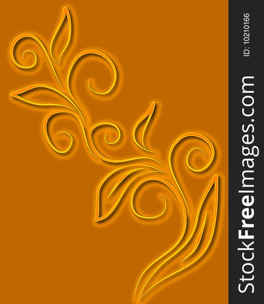 Floral element with glow on orange background