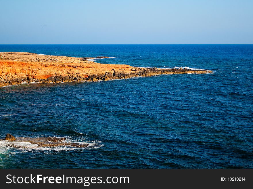 Beautiful coastline on dark blue sea in Cyprus. Beautiful coastline on dark blue sea in Cyprus