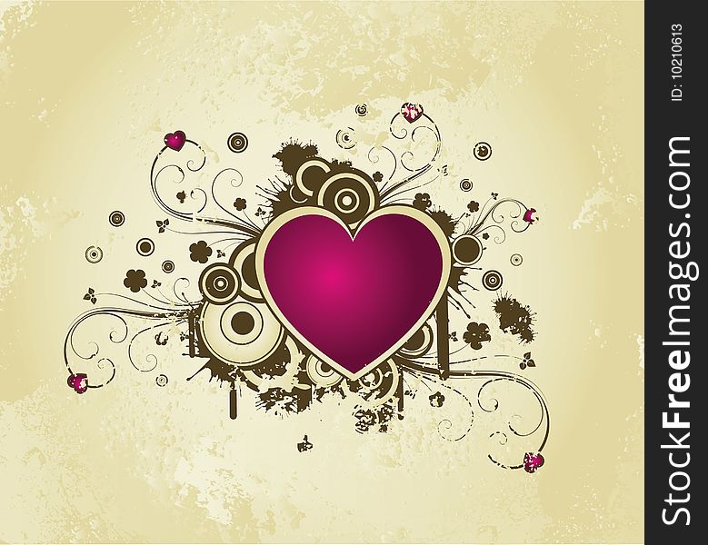 Beautiful retro background with heart