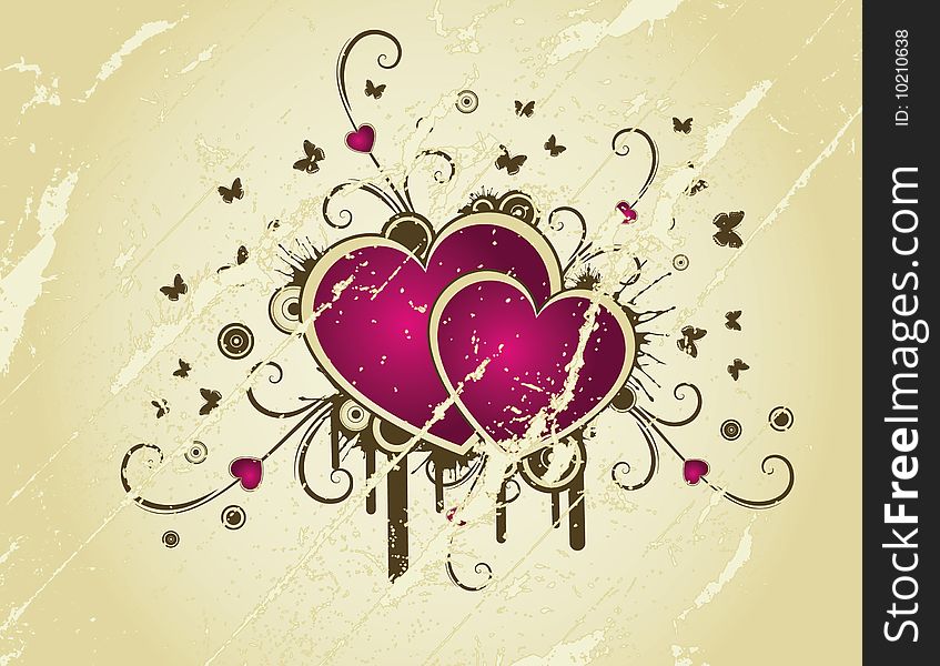 Retro background with heart