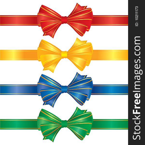 Set of decorative bows and ribbons. CMYK